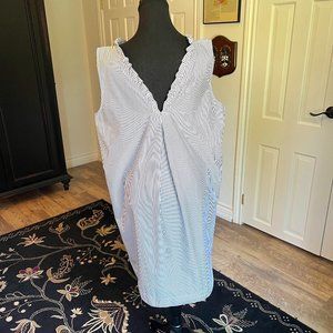 Lafayette 148 Navy Striped Dress